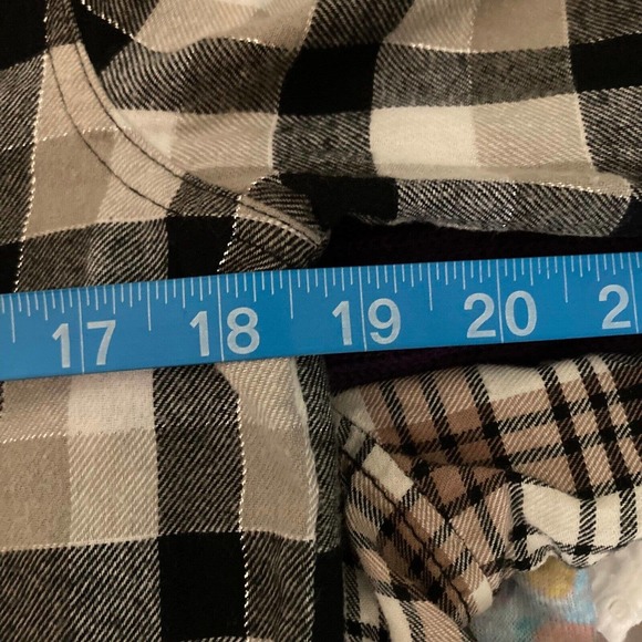 Current Elliot Shirt Womens Sz S Black Beige Plaid Flannel Fringe Button Up - Picture 8 of 9